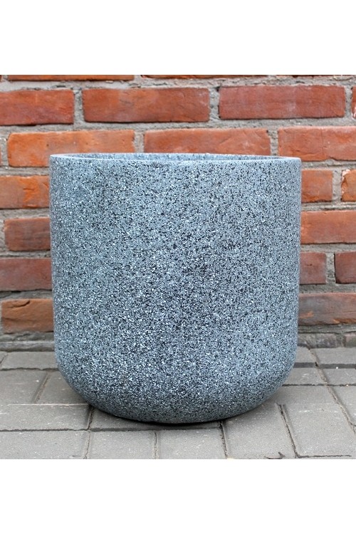 D Donica Mary walec zaokrąglony szary granit s/2 25441 - 39x40 cm - doniczki-poznan.pl