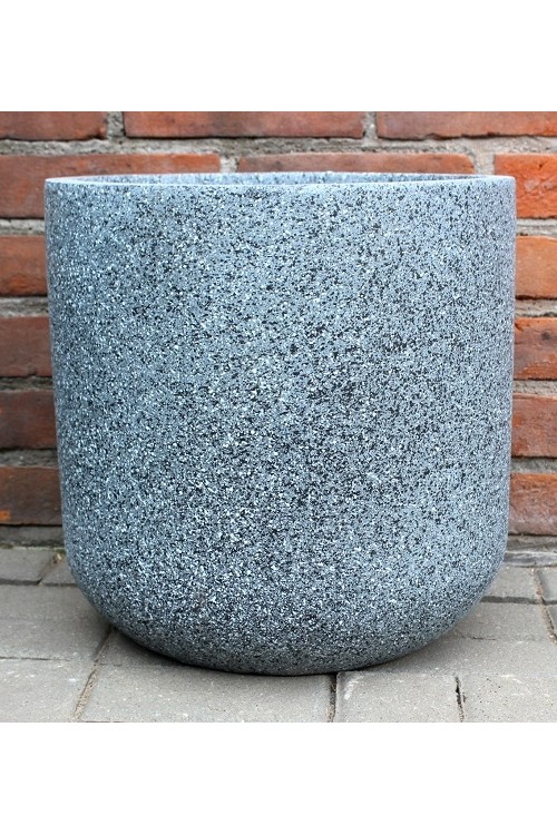 D Donica Mary walec zaokrąglony szary granit s/3 25442 - 48,5x48,5 cm - doniczki-poznan.pl