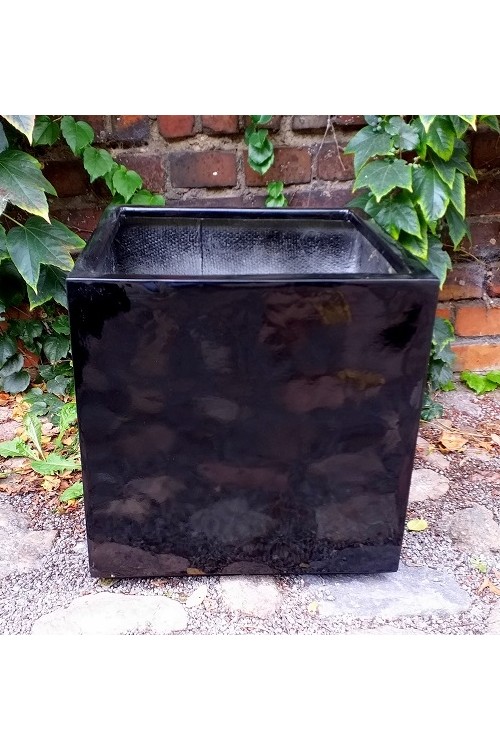 Donica kwadratowa czarna z włókna szklanego 9374 - 38x38 cm