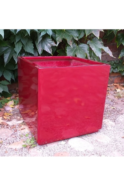 Donica kwadratowa czerwona z włókna szklanego 9312 - 37x37 cm - doniczki-poznan.pl