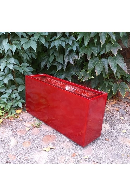 Donica prostokątna skrzynia czerwona z włókna szklanego 9369 - 60x18x30 cm