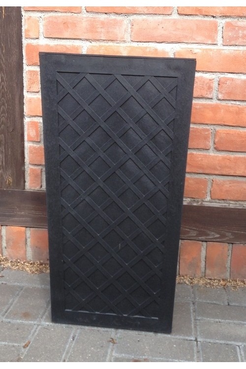 Donica recyklingowa czarny kwadratowy wazon w kratkę 144014 - 34x34x66 cm - doniczki-poznan.pl