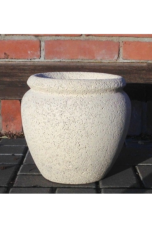 Donica waza pękata biały kamień 24892 - 39x35 cm - doniczki-poznan.pl