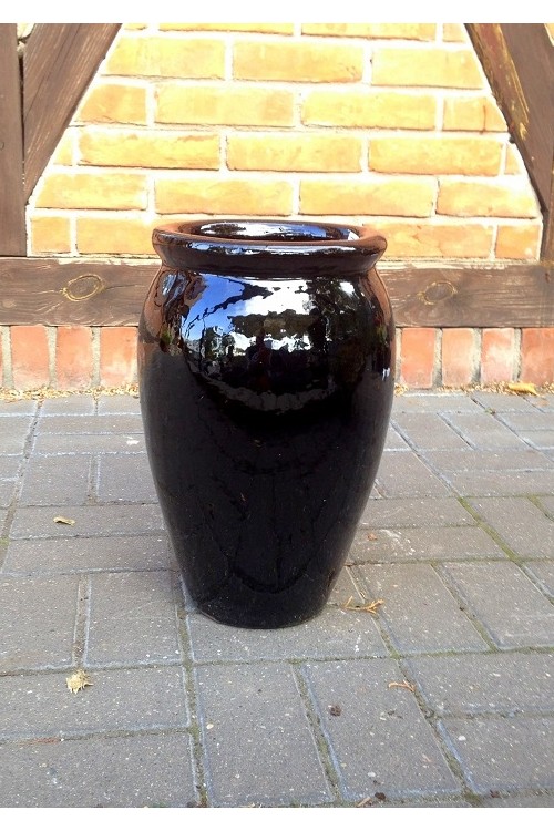 Donica wazon szkliwiony czarny s/1 79991591 - 27x40 cm