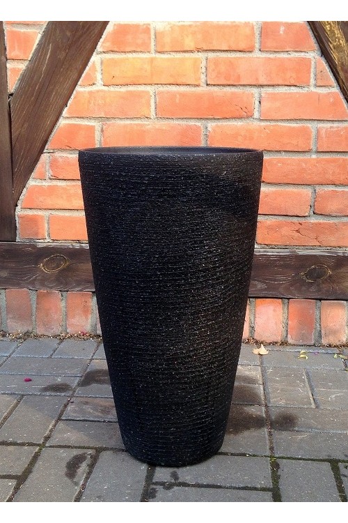 Donica wysoki wazon czarny imitacja kamienia s/2 9415 - średnica 30 cm - doniczki-poznan.pl