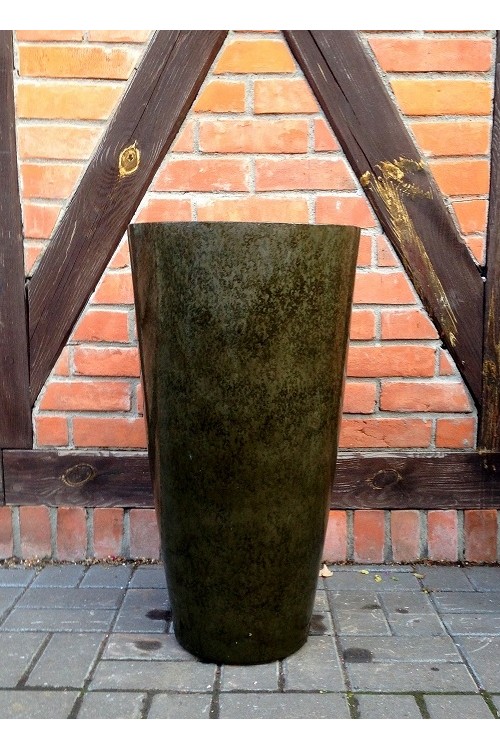 Donica wysoki wazon czarny lakierowany imitacja kamienia 9407 - średnica 38 cm - doniczki-poznan.pl