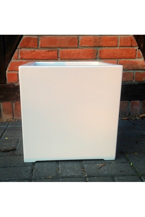 Donica z włókna szklanego biały sześcian R25139 - 50x50 cm