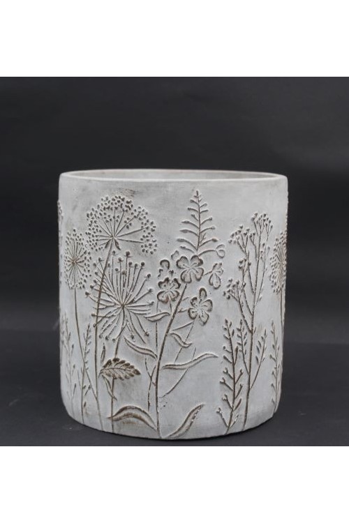 Doniczka cement Flowers walec s/2 25547 - 16,5 x 17,5 cm