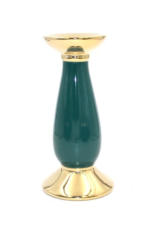 Doniczka Emerald świecznik zielono-złoty 570032 - 15x21 cm - doniczki-poznan.pl