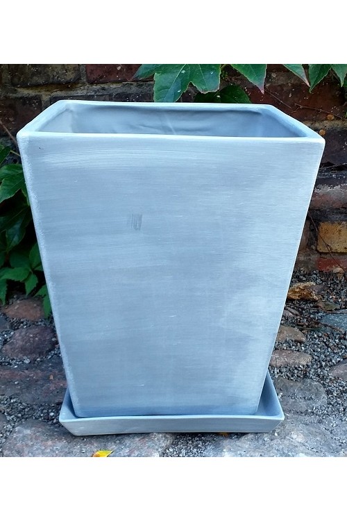 Doniczka kwadratowa cement z podstawkiem s/3 79992757 - 26x33,5 cm