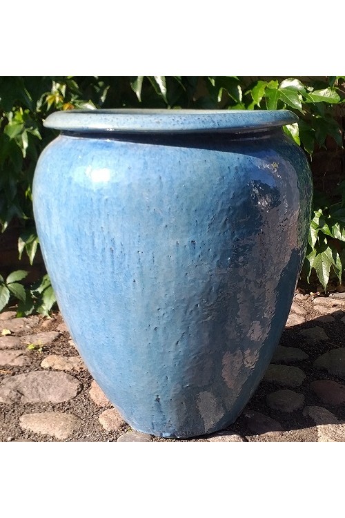DW Donica wazon szkliwiony niebieski s/2 79992318 - 58x68 cm - doniczki-poznan.pl