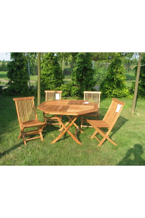 Komplet drewnianych mebli ogrodowych z drewna egzotycznego - stół + 4 krzesła 11458  - 1