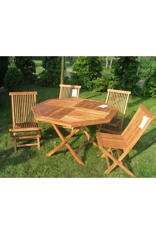 Komplet drewnianych mebli ogrodowych z drewna egzotycznego - stół + 4 krzesła 11458  - 2