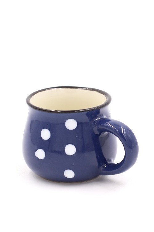 Kubek ceramiczny w kropki niebieski 1386755 - 6x5 cm