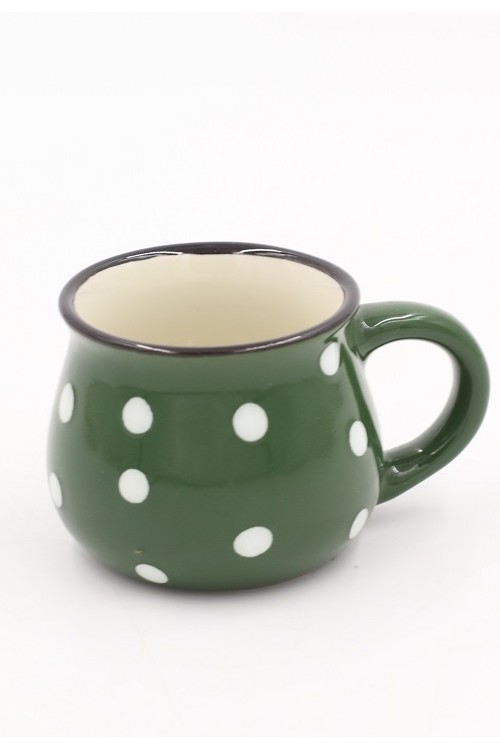 Kubek ceramiczny w kropki zielony s/1 1386754 - 6x5 cm