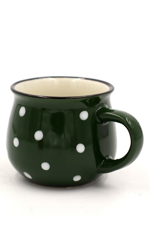 Kubek ceramiczny w kropki zielony s/2 1386760 - 8,5x7,5 cm