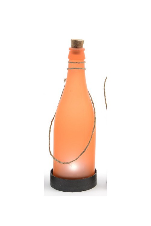 Lampa solarna ledowa wisząca w kształcie pomarańczowej butelki 13798 - 7,5x24 cm. - doniczki-poznan.pl
