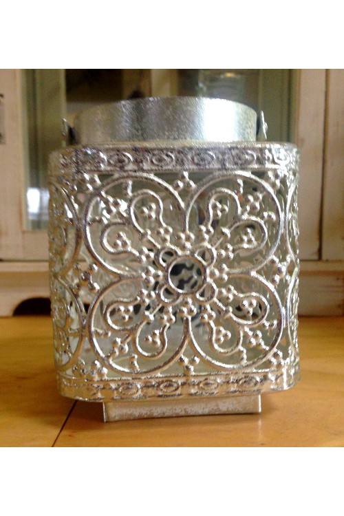 Maa latarenka metalowa srebrna kwadratowa 1380568 - 9,5x11,5 cm - doniczki-poznan.pl