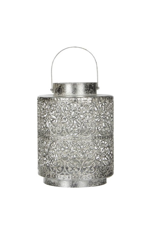 Mała latarenka metalowa srebrna okrągła 1380569 - 9,5x11.5 cm. fotografia 1