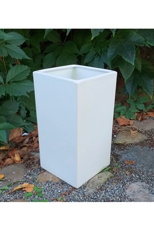 Osłonka ceramiczna Zilla kwadratowy wazon biały 79991666 - 13,5x13,5x25 cm - doniczki-poznan.pl