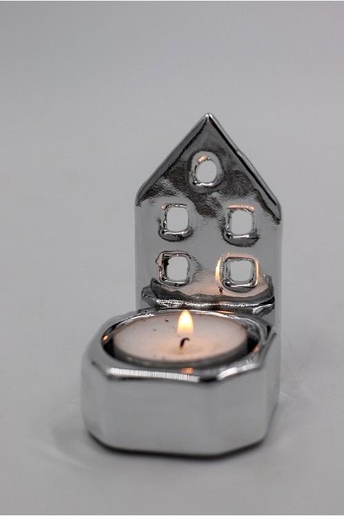 Świecznik tealight Domek srebrny 126080 - 6x8 cm fotografia 3