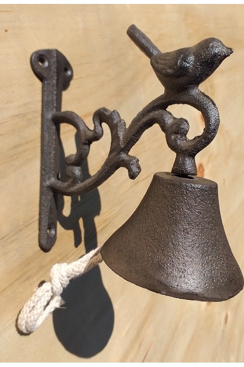 Żeliwny dzwonek z ptaszkiem 11667 - 18x17x8 cm - doniczki-poznan.pl