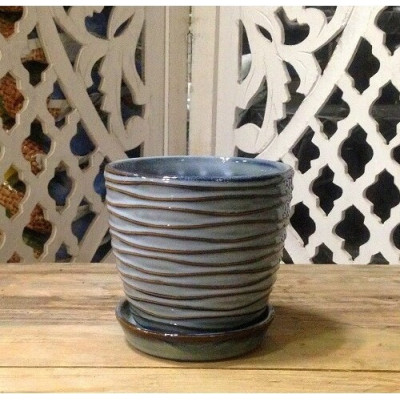 Doniczka niebieska Yida z podstawkiem