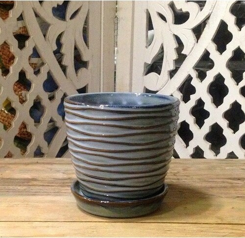 Doniczka niebieska Yida z podstawkiem