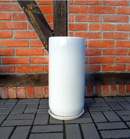 Donica Szalin wysoki walec biały