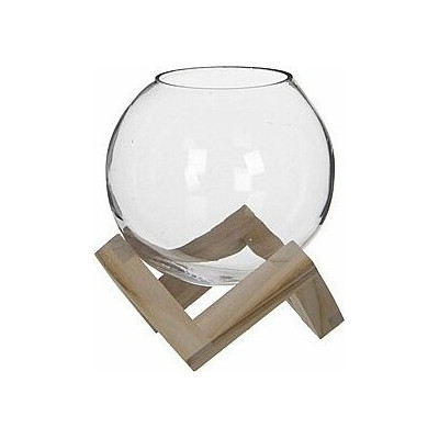 Kula szklana na drewnianym stojaku