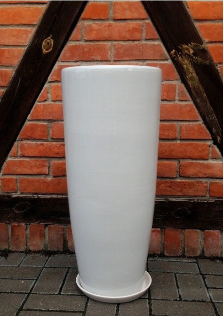 Donica Szalin wąski wazon biały