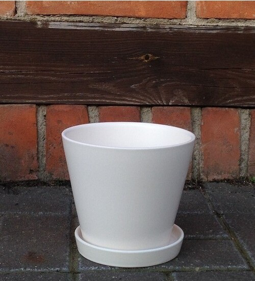 Doniczka stożek biała matowa