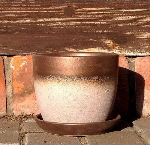 Doniczka Krem z brązem