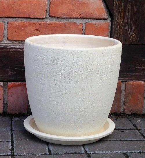 Donica w kwiatki biała