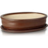Brązowa owalna doniczka do bonsai