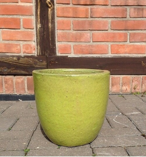 Donica szkliwiona okrągła zielona