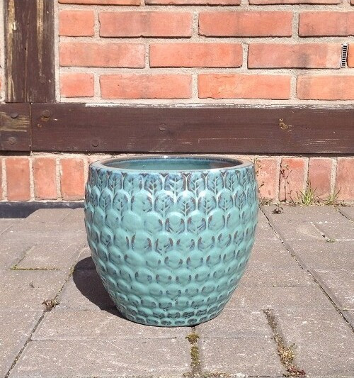 Donica szkliwiona Łuska turkusowa