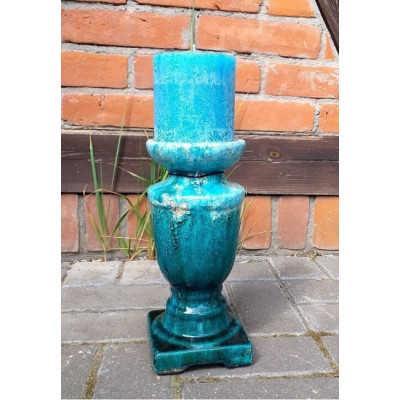 Świecznik My Blue turkusowy + świeczka