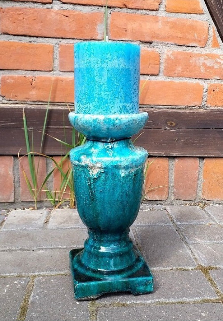 Świecznik My Blue turkusowy + świeczka
