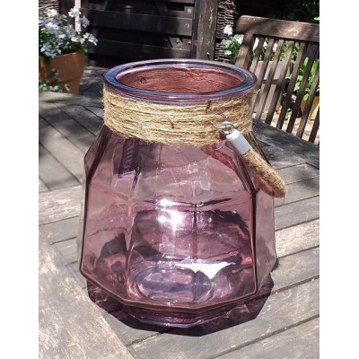 Lampion szklany Atin różowy