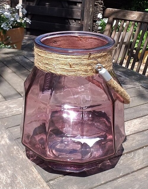 Lampion szklany Atin różowy