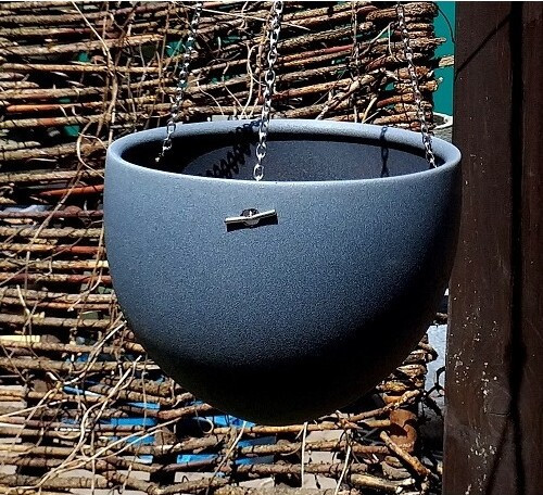 Doniczka osłonka wisząca grafit