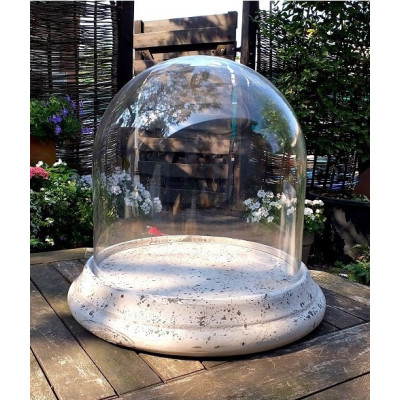 Klosz szklany z cementową postarzaną podstawą