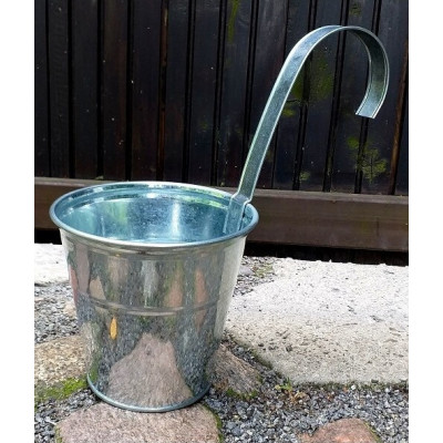 Doniczka wisząca metalowa ocynk z połyskiem