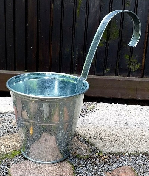 Doniczka wisząca metalowa ocynk z połyskiem