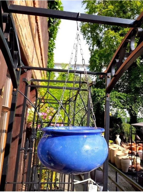 Osłonka ceramiczna wisząca niebieska