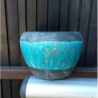 Doniczka Azur turkusowa z szarym