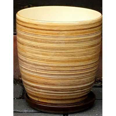 Doniczka Nova w żółto-brązowe paski