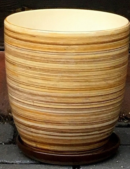 Doniczka Nova w żółto-brązowe paski