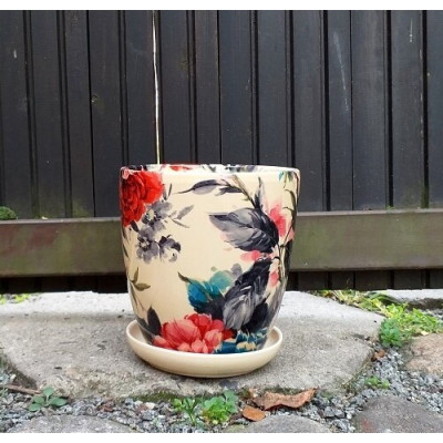 Doniczka Nova Kalka kwiaty różowe